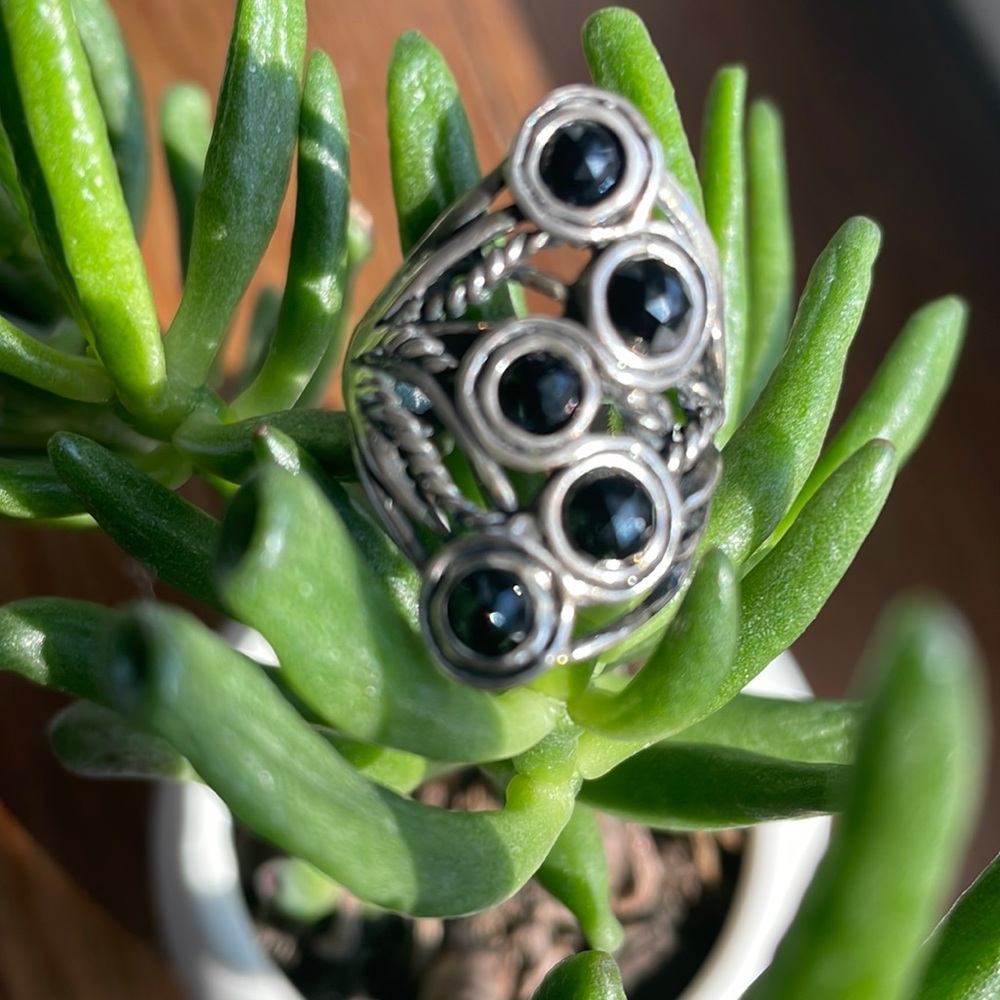 Black Onyx Ring size 8 Grace&Heart Sterling Silver